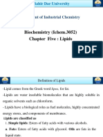 Biochemistry (Ichem.3052) Chapter Five: Lipids: Department of Industrial Chemistry