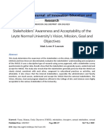 Stakeholders' Awareness and Acceptability of The Leyte Normal University's Vision, Mission, Goal and Objectives