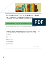 Evaluation Exam in Surveying and Transportation Engineering