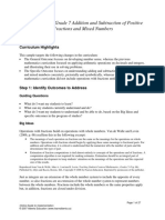 Fractions and Mixed Numbers: Planning Guide: Grade 7 Addition and Subtraction of Positive