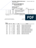 Boleta de Matrícula: Universidad Nacional Pedro Ruiz Gallo