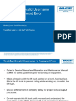 Trucktool Invalid Username or Password Error: Model (S) and Serial Number (S)