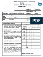 Fabric Manufacturing Technology Lab-1 Final Exam Solution