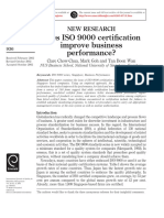 Does ISO 9000 Certification Improve Business Performance?: New Research