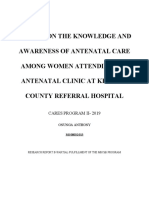 A Study On The Knowledge and Awareness of Antenatal Care Among Women Attending The Antenatal Clinic at Kericho County Referral Hospital