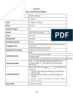 Daily Lesson Plan Format - Subject Date Time Class Number of Pupils Theme Topic Focused Skill Complementary Skill Language Focus Background Knowledge