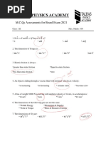 XI 100 MCQs