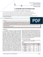 Importance of Spindle Speed in Ring Frame: Research Article ISSN: 2637-4595