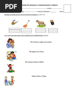 Prueba de Lenguaje y Comunicación Letra P y M 1º Básico