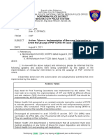 Action Taken Re Implementation of Measures Intervention To Arrest The Upsurge of PNP COVID 19 Cases