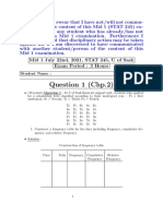 Question 1 (Chp.2) : Mid 1 July 22nd, 2021, STAT 245, U of Sask Exam Period: 3 Hours