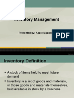 Inventory Management: Presented By: Apple Magpantay