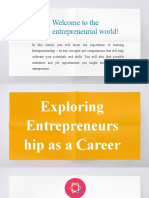 Welcome To The Entrepreneurial World!