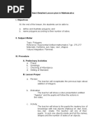 A Semi-Detailed Lesson Plan in Mathematics