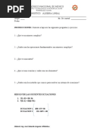 Examen Diagnostico Álgebra Lineal.