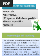 Coaching Caract. Ventajas y Desventajas.