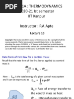 Eso201A: Thermodynamics 2020-21 Ist Semester IIT Kanpur Instructor: P.A.Apte