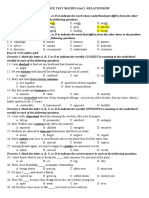 PRACTICE TEST 30.8.2021-Unit 2. RELATIONSHIP Part I. Phonetics