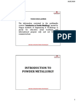 Introduction To Powder Metallurgy: Ume 505: Manufacturing Technology