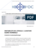 Instabilite de L'Epaule / Luxation Gleno-Humerale: Chirurgie Orthopedique Et Traumatologique