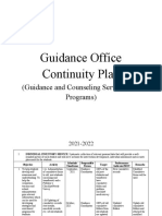 Guidance Office Continuity Plan: (Guidance and Counseling Services and Programs)