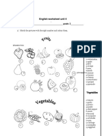 English Worksheet Unit 4: - Name: - Grade: 3