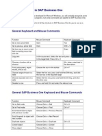 List of Shortcuts in SAP Business One