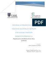 Universidad Autónoma de Nuevo León Facultad de Salud Pública Y Nutrición Etica Sociedad Y Profesion Evidencia de Aprendizaje 3.1