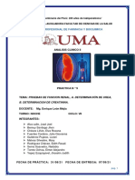 Practica N°9.prueva de Funcion Renal - Detrminacion de Ure y Creatinina.