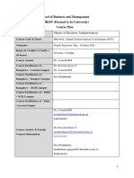 Course Plan - DTT - Dr. Madhubala Rajagopal