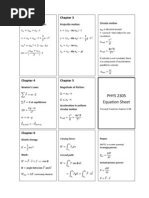 Physics 2305 Equation Sheet - Test 2