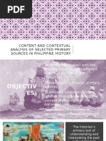 Content and Contextual Analysis of Selected Primary Sources in Philippine History