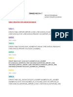 Dbms (Lab) Da-1: Table Creation For Airline Database