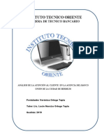 Análisis de La Atención Al Cliente en La Agencia Del Banco Unión de La Ciudad de Bermejo