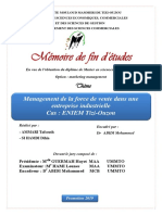 Management de La Force de Vente Dans Une Entreprise Industrielle Cas: ENIEM Tizi-Ouzou