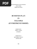 Bussines Plan IN TELE 0513 (Entrepreneurship) : Bataan Peninsula State Univesity Abucay Campus Bangkal Abucay Bataan