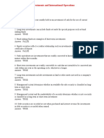 Investments and International Operations: True / False Questions