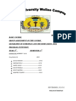 Department of Basic Course Group Assignment On The Course Geography of Ethiopian and The Horn (Gees-1011) Program: Extension Year: 1 Semester: 1