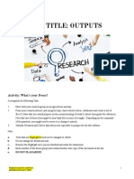 Research Title: Outputs: Activity: What's Your Focus?