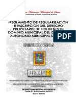 REGLAMENTO DE REGULARIZACIÓN E INSCRIPCION DEL DERECHO PROPIETARIO DE LOS BIENES MPALES Aprobado Con DM 58 16 IMP.