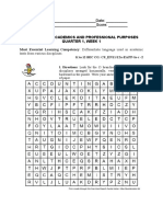 English For Academics and Professional Purposes - Weeks 1-2