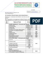 Sr. No. Name of Test IS Code Rate: Shree Bala Ji Test House Pvt. LTD