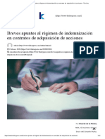 Breves Apuntes Al Régimen de Indemnización en Contratos de Adquisición de Acciones - The Key