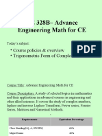 CE 328B - Advance Engineering Math For CE: - Course Policies & Overview - Trigonometric Form of Complex Numbers