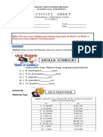 Activity Sheets Grade 7 (Week 3 and 4)