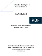 Sanskrit: Syllabus For The Degree of Master of Arts in