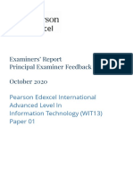 Examiners' Report Principal Examiner Feedback October 2020