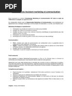 Fiche de Poste Assistant Marketing Et Communication