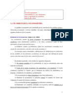 Tema 1. Introducción 1.1. El Objeto de La Econometría 1.2. Modelos ...