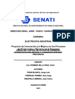 Proyecto de Innovación Y/o Mejora en Los Procesos de Producción o Servicio en La Empresa